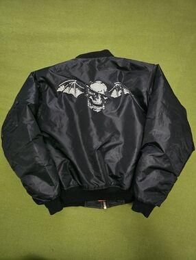 Avenged Sevenfold "Deathbat" satin bomber jacket.